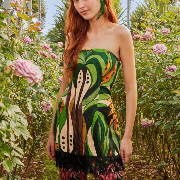 Farm Rio Green Coconut Tree Flow Linen Top - Picture 11 of 11